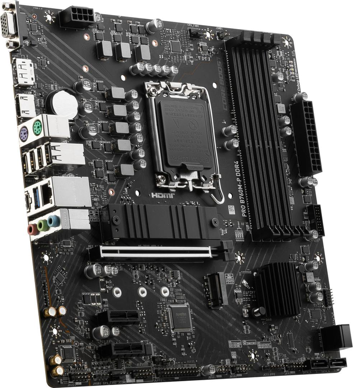 Msi pro b760m-p ddr4 micro-atx motherboard lga 1700 intel b760 pcie 4.0 dual m.2 Gen4 HDMI dp vga gbe black-null