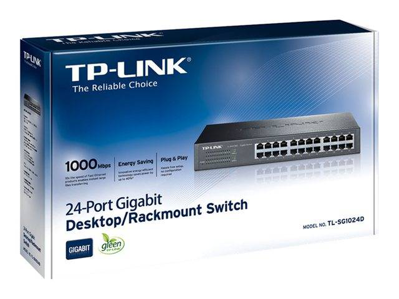 Tp-link tl-sg1024d 24-port gigabit unmanaged rackmount switch steel case plug and play-null