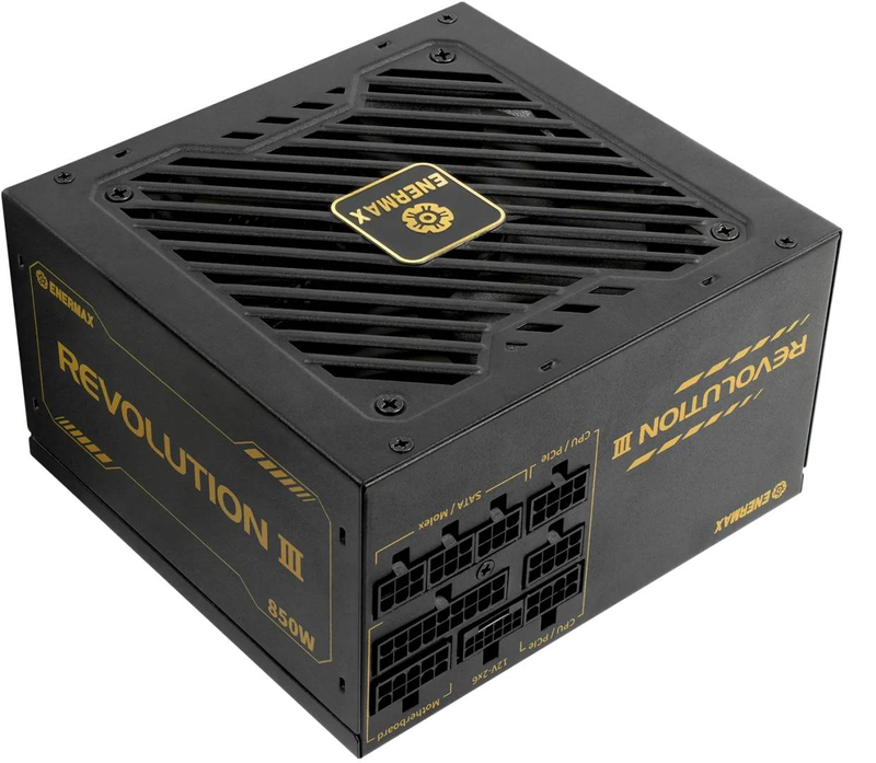 Enermax revolution III 850w erv850g-ahg-mac atx 3.1 fully modular power supply 80 plus gold pcie 12v-2x6 black-null