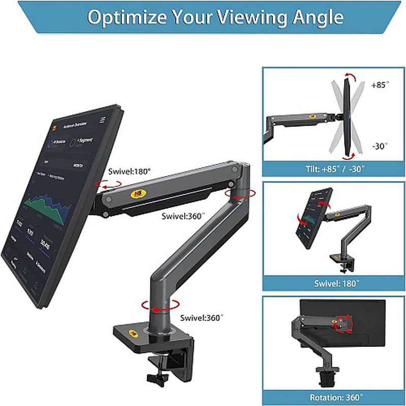Product image: Nbmounts nbg45 - extra long single arm desktop monitor mount-null