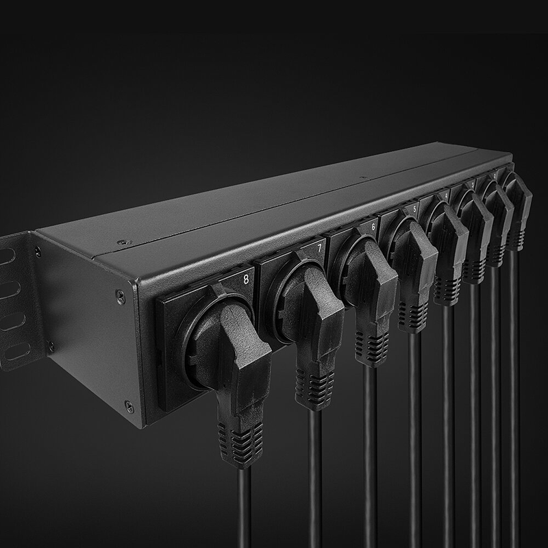Lindy - power distribution strip (rack-mountable) - schuko sockets, horizontal, with switches - ac 250 v - 3500 watt - input: cee 7/4 - output connectors: 8 (power cee 7/3) - 1.5u - 19" - 2 m cord - black, , medium-null