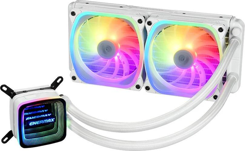Enermax aquafusion adv 240 0lc-aqfa240-sqa-w 240mm aio liquid CPU cooler dual squa rgb fans 360w white-null