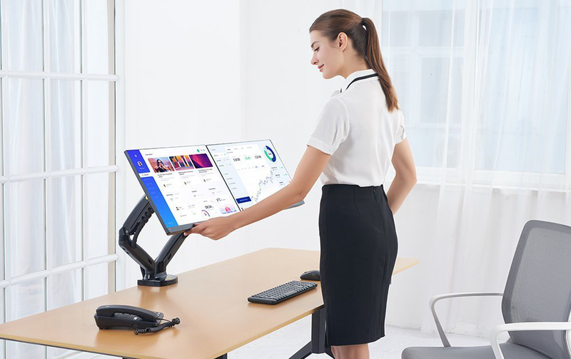 Product image: Nbmounts f160 gas strut desk monitor mount dual arms black, , medium-null