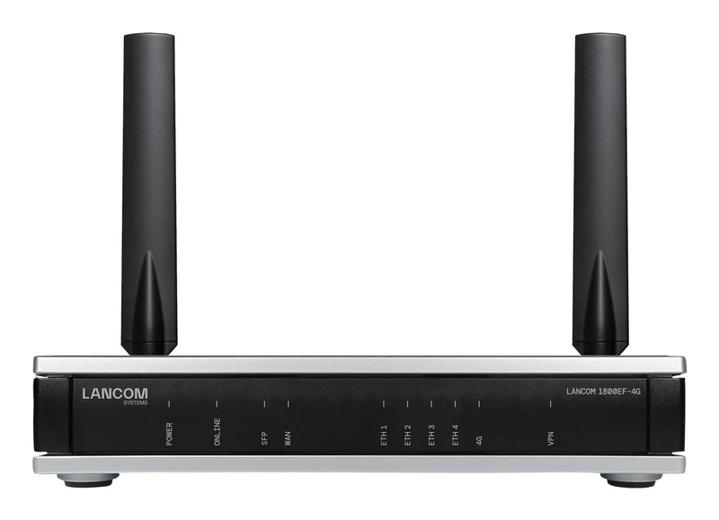 Lancom 1800ef-4G sd-wan router fibre sfp + 4G lte backup 5x gigabit ethernet ipsec vpn wall-mount grey-null