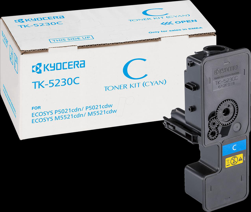 Kyocera tk 5230c - cyan - original - toner cartridge - for ecosys m5521cdn, m5521cdn/kl3, m5521cdw, m5521cdw/kl3, p5021cdn, p5021cdn/kl3, p5021cdw, , medium-null