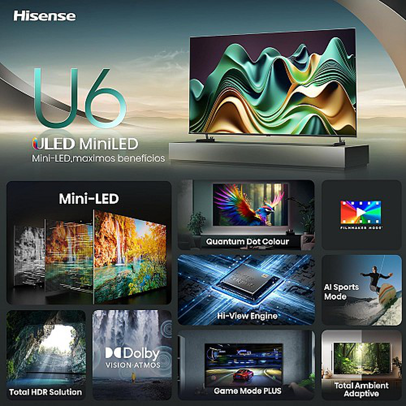 Product image: Hisense 55u6nq 55'' 4k smart QLED mini led TV-null