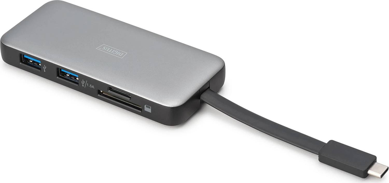 Digitus da-70916 7-in-1 USB-c travel docking station 4k 60hz HDMI hdr gigabit ethernet 100w pd 2x USB-a 5GBps sd microsd-null