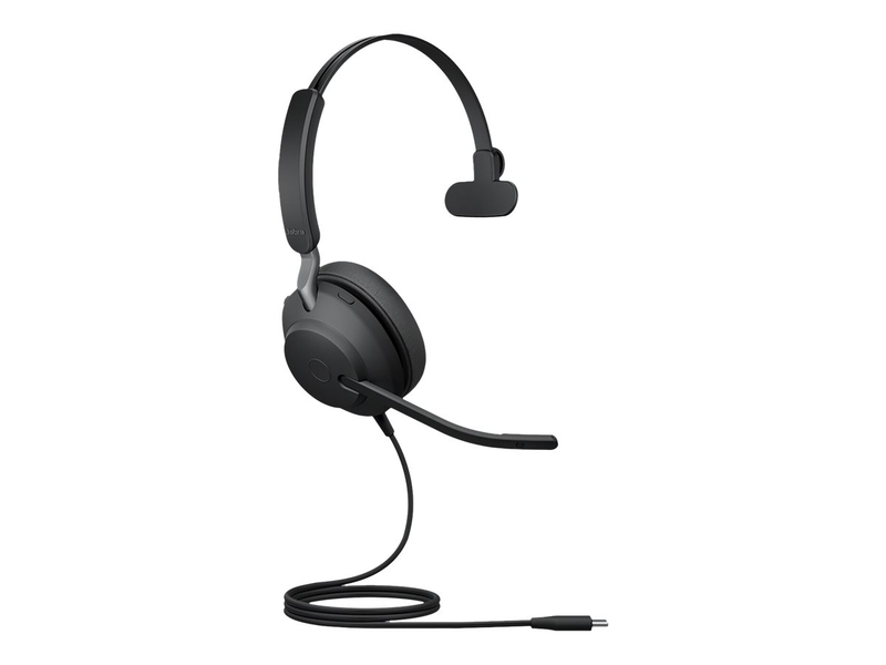 Jabra evolve2 40 se uc mono wired headset USB-c extended cord noise isolating black-null