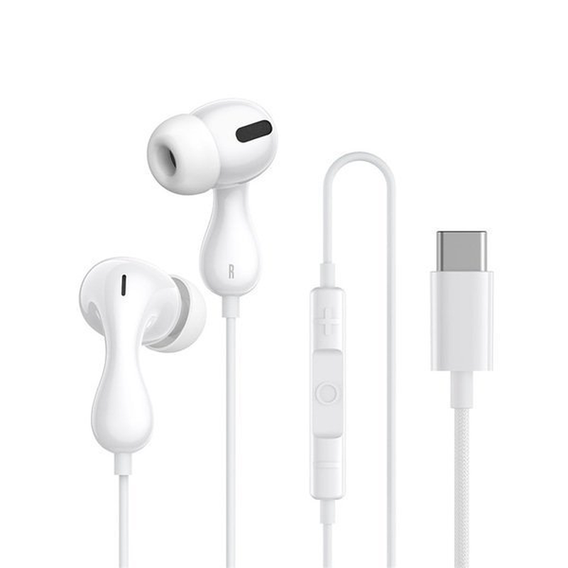 Baseus headphones in ear wired type c hires cz20 white, , medium-null