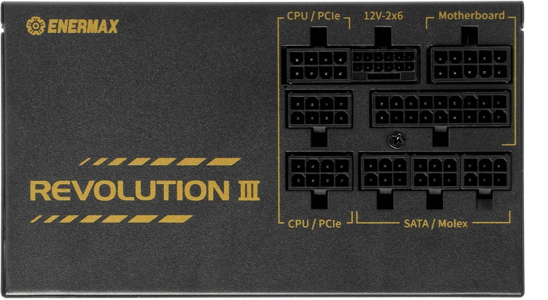 Enermax revolution III 850w erv850g-ahg-mac atx 3.1 fully modular power supply 80 plus gold pcie 12v-2x6 black-null