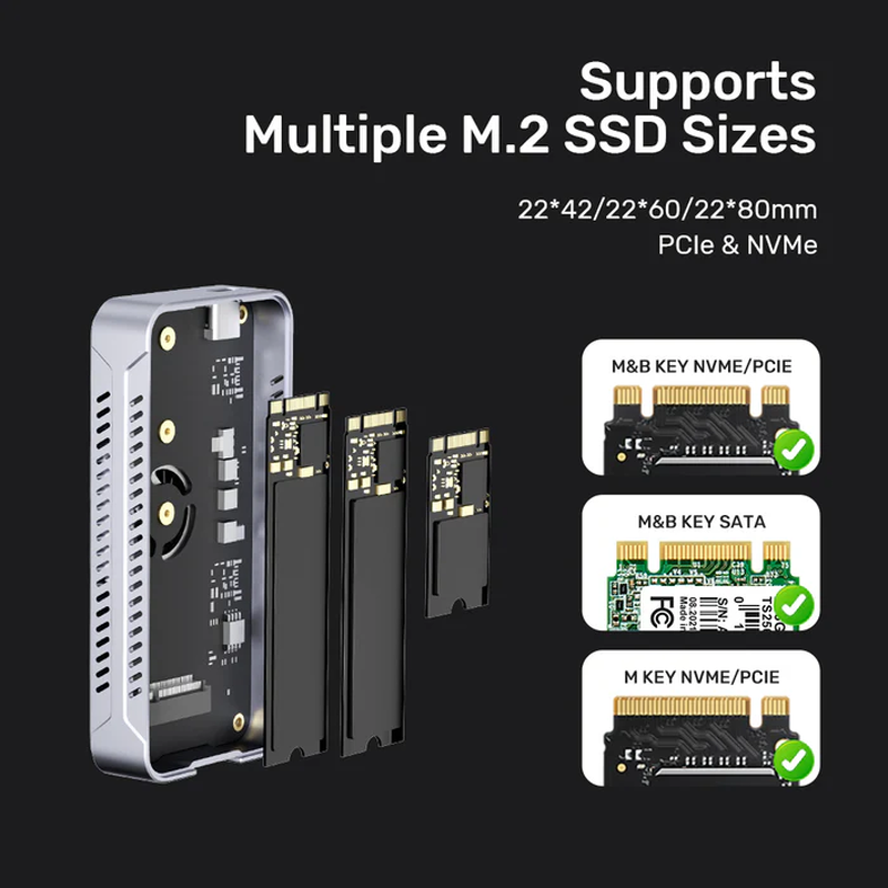 Unitek USB-c nvme/pcie enclosure USB 4.0 40GBps w/cooling fan s1242a, , medium-null