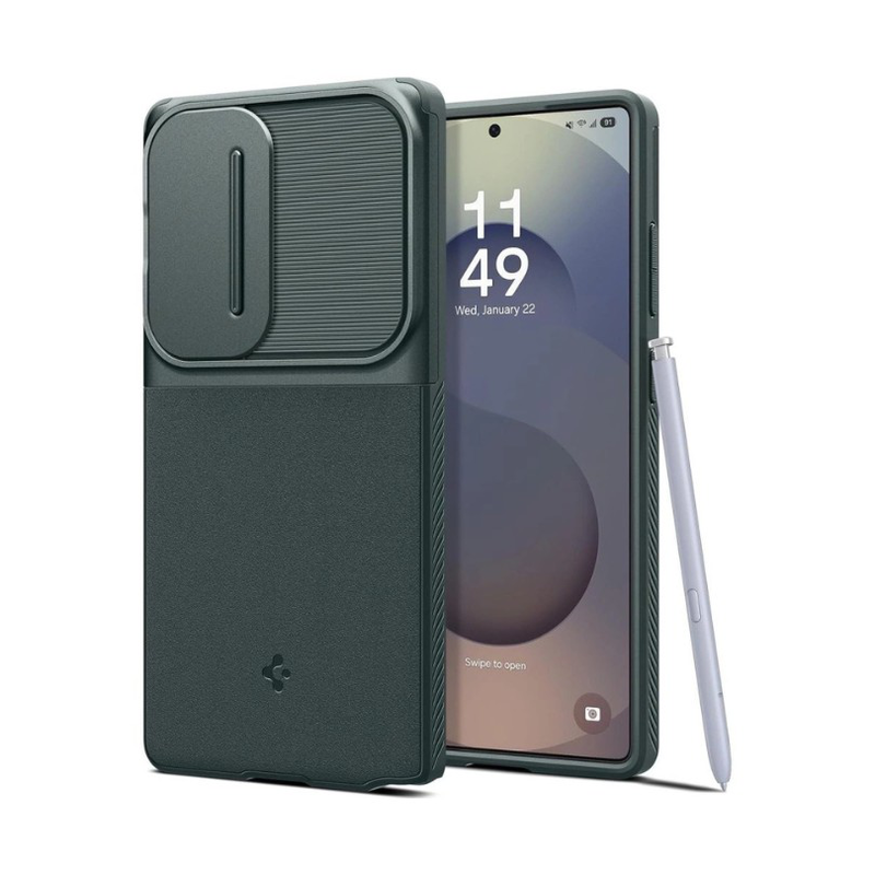 Product image: Samsung galaxy s25 ultra spigen optik armor case green, , medium-null