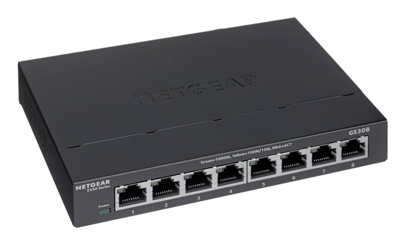 Netgear gs308 8-port gigabit unmanaged metal desktop switch plug and play black-null