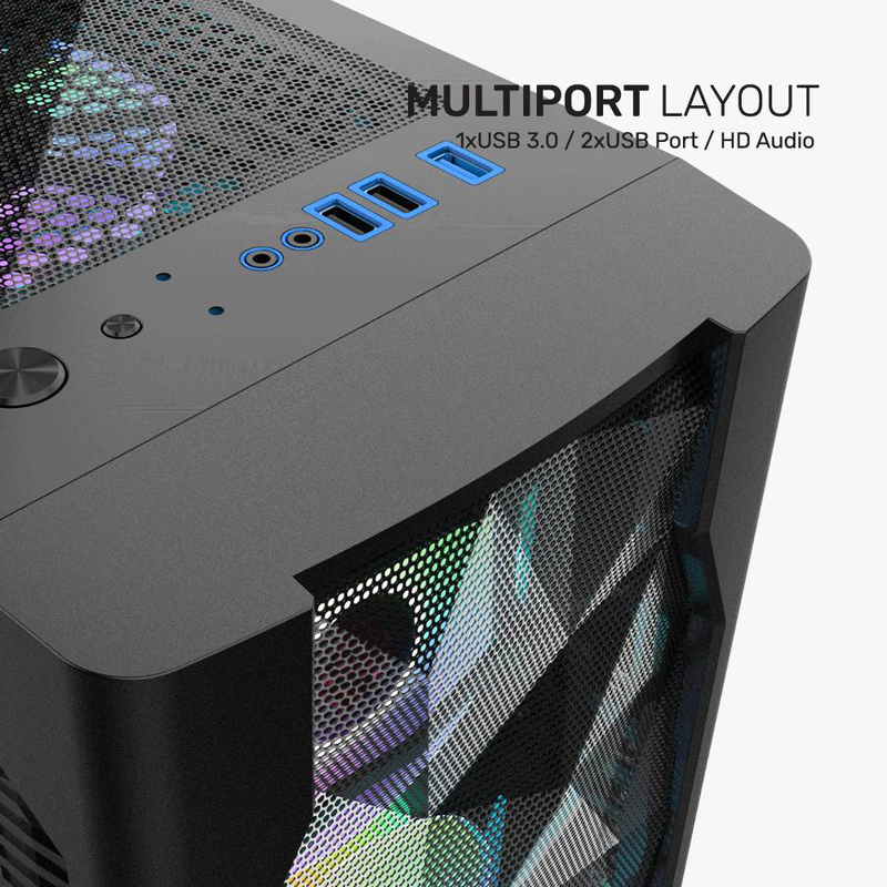 Armaggeddon gaming case atx 3xargb tritron 3 black, , medium-null