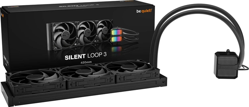 Be quiet! Silent loop 3 420mm argb aio liquid CPU cooler 3x140mm silent wings 4 pwm intel AMD tr5 black-null