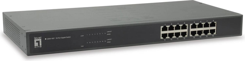 Levelone gsw-1657 16-port gigabit unmanaged desktop rackmount switch metal plug and play-null