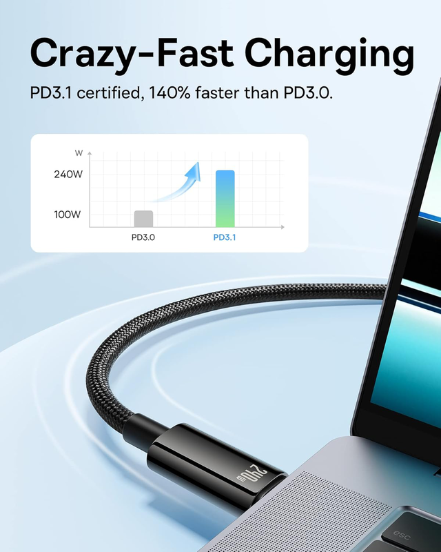 Baseus cable USB-c to USB-c tungsten gold 240w 1.0m blk, , medium-null