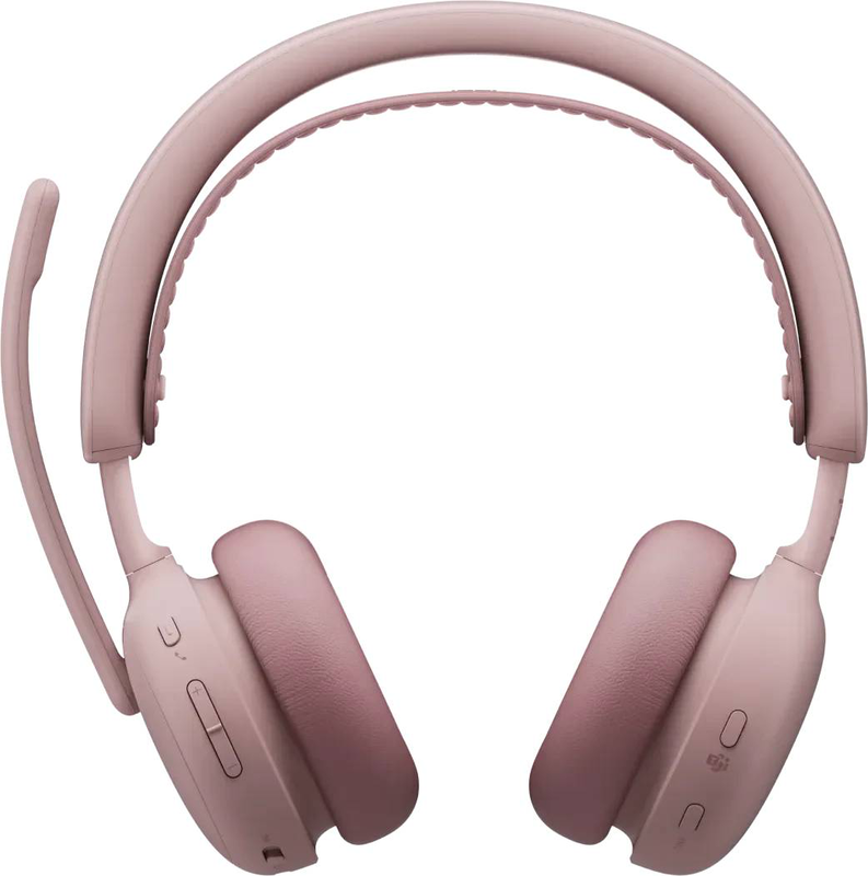 Logitech zone wireless 2 es business headset rose microsoft teams certified adaptive anc on-ear bluetooth USB-c receiver USB-a adapter ai noise cancelling dual mic 40mm, , medium-null