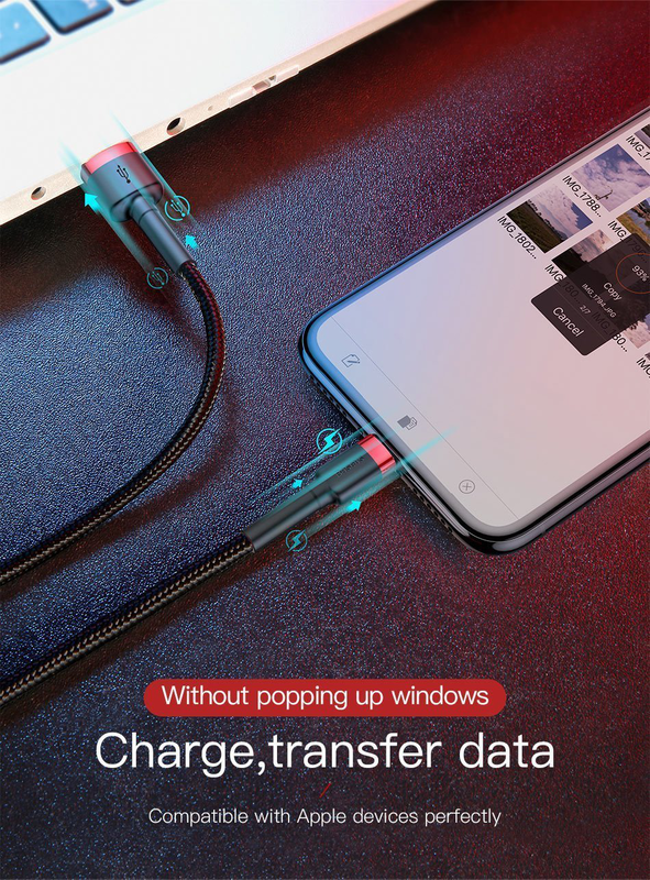 Product image: Baseus cafule braided lightning cable 2.4a 0.5m grey, , medium-null