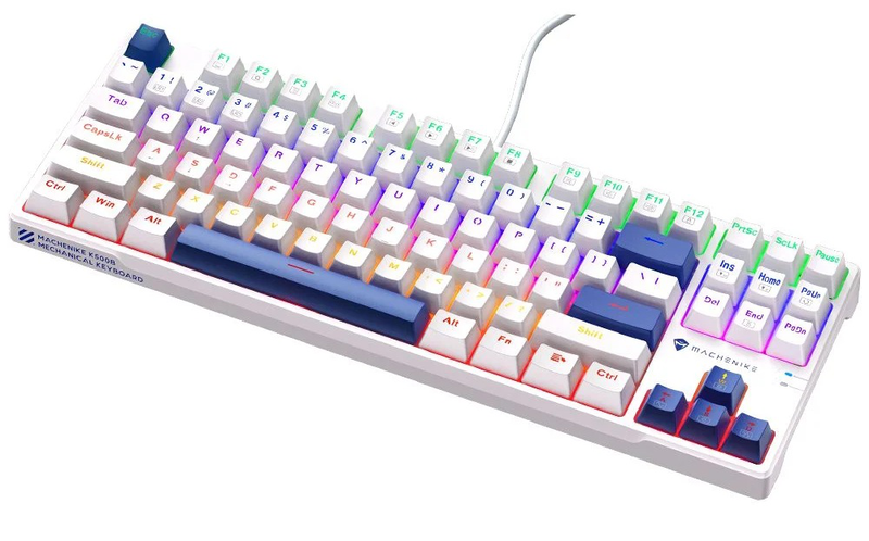 Machenike k500-b87 white/blue wired gaming keyboard 87 blue switch keys, , medium-null