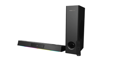 Creative katana v2x tri-amplified multi-channel super x-fi gaming soundbar 180w with compact subwoofer (51mf8400aa000), Black, medium