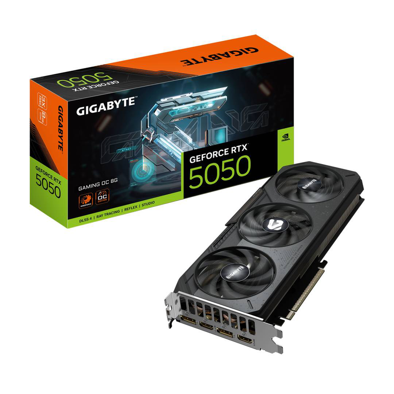 Gigabyte geforce RTX 5050 gaming oc 8g | 8GB gddr6 128-bit | pcie 5.0 | windforce cooling | hawk fan | reinforced structure | 2&times; HDMI 2.1b + 2&times; dp 2.1b, , medium-null