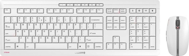 Cherry stream desktop recharge / keyboard and mouse set / wireless / 2.4 GHz / qwerty / us with euro symbol / key switch: cherry sx / pale grey, , medium-null