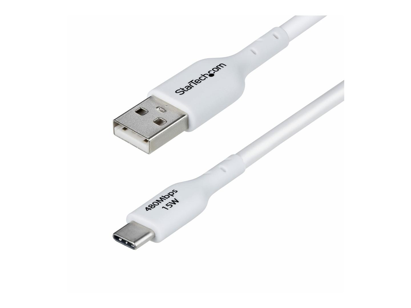 Startech.com 3m (9.8ft) white USB-a to USB-c charging cable/cord, m/m / USB cable / USB (m) to 24 pin USB-c (m) / USB 2.0 / 3 a / 3 m / charge and sync, halogen-free, passive, USB fast charge (15w) / white-null