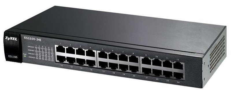 Zyxel es1100-24e 24-port fast ethernet 10/100 unmanaged switch, fanless metal, desktop-null