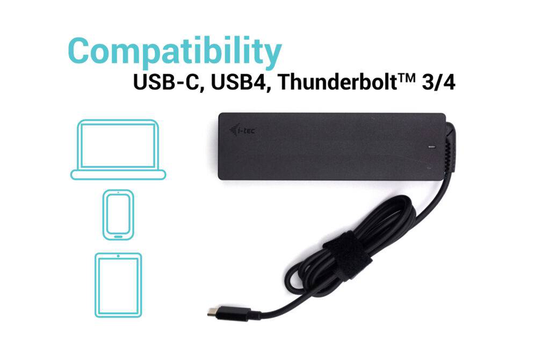 I-tec charger-c100w 100w USB-c pd 3.0 charger 5-20v up to 5a integrated 1.5m cable black-null