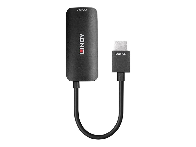 Lindy - adapter - HDMI male to displayport, micro-USB type b (power only) female - 15.7 cm - black - 4k60hz (3840 x 2160) support-null