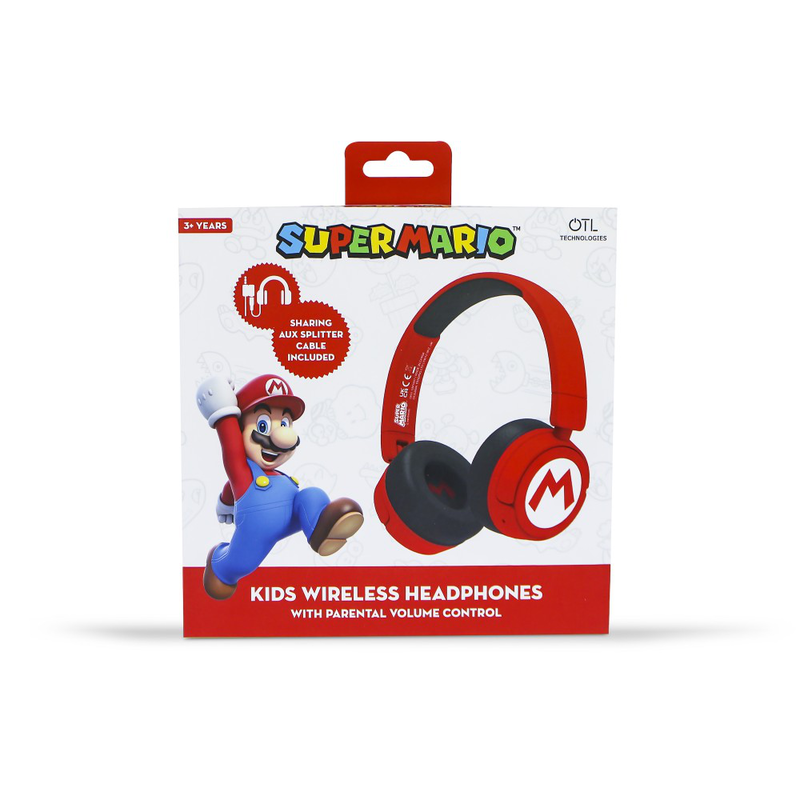 Otl super mario wireless headphones bluetooth/USB-c/3.5mm with 24 operating hrs red, , medium-null