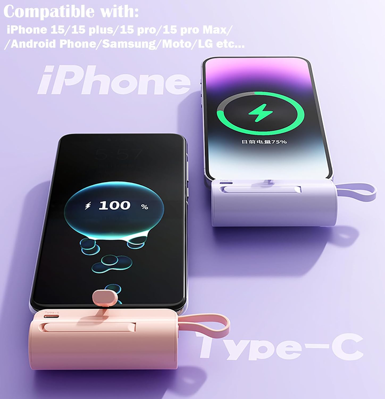 Mini power bank, capsule power phone charger 5000mAh, portable charger for Apple phones image number null
