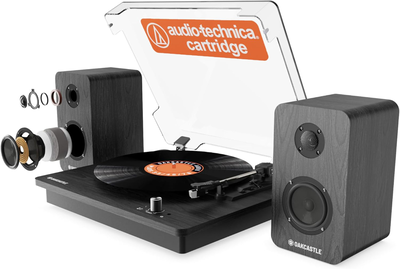 Majority turntable tt200 belt drive & 2x external 50w speakers (oakcastle), , medium