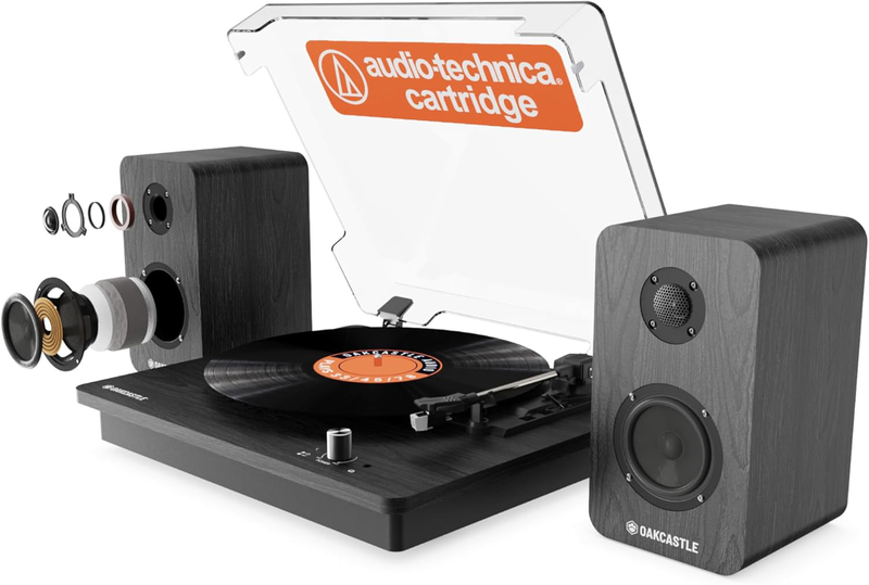 Majority turntable tt200 belt drive & 2x external 50w speakers (oakcastle), , medium-null