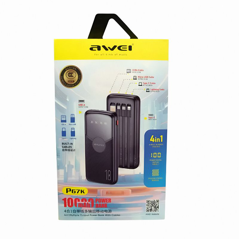 Awei powerbank p67k 10.000mAh &mu;&epsilon; 4 &epsilon;&nu;&sigma;&omega;&mu;&alpha;&tau;&omega;&mu;έ&nu;&alpha; &kappa;&alpha;&lambda;ώ&delta;&iota;&alpha;, , medium-null
