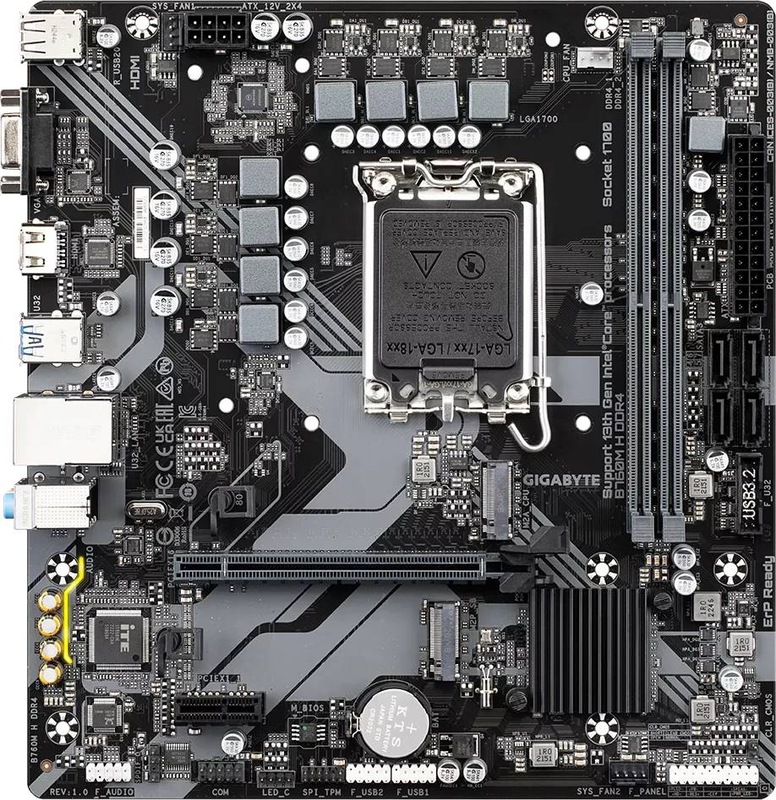 Gigabyte b760m h ddr4 micro-atx motherboard lga 1700 intel b760 pcie 4.0 x16 dual m.2 HDMI vga gbe lan black-null