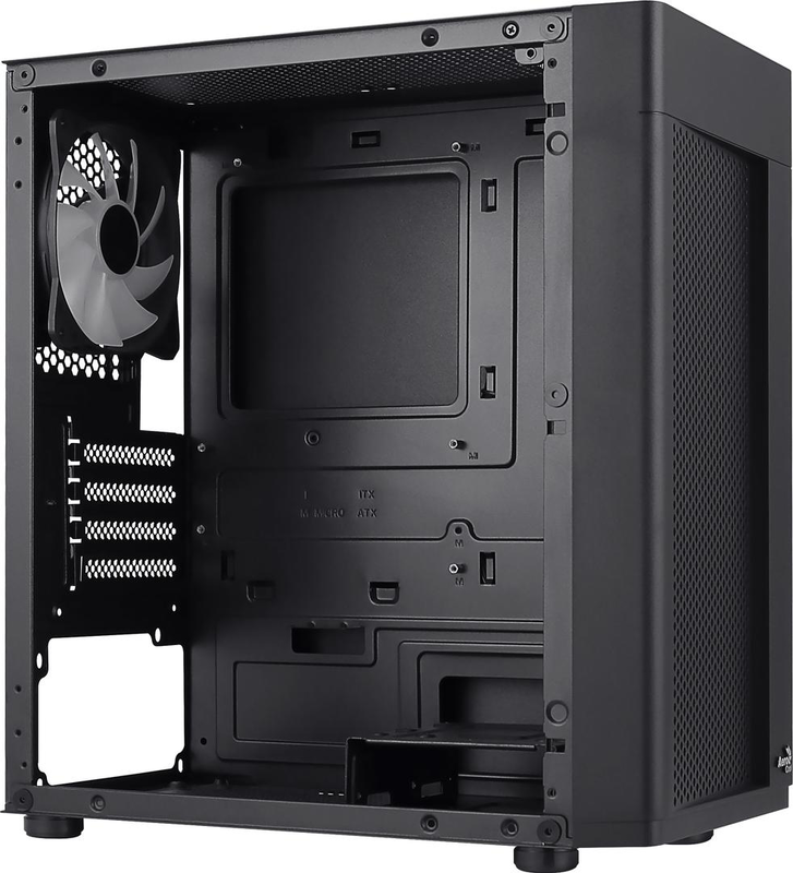 Aerocool hexformbkv2 micro atx pc case 3 fans frgb black, mini tower, pc, black, micro atx, mini-itx, abs, spcc, back, front, , medium-null