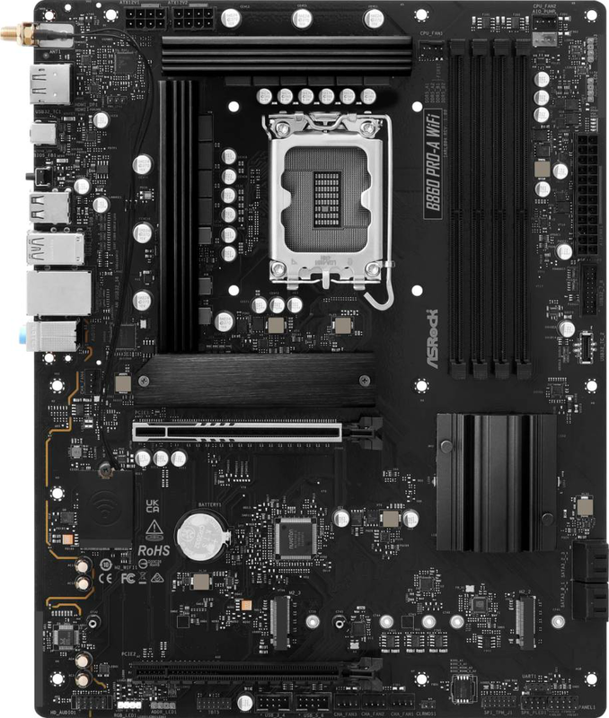 Asrock b860 pro-a Wi-Fi atx motherboard lga1851 b860 ddr5 pcie 5.0 Wi-Fi 6e 2.5GBe black 90-mxbrl0-a0uayz-null