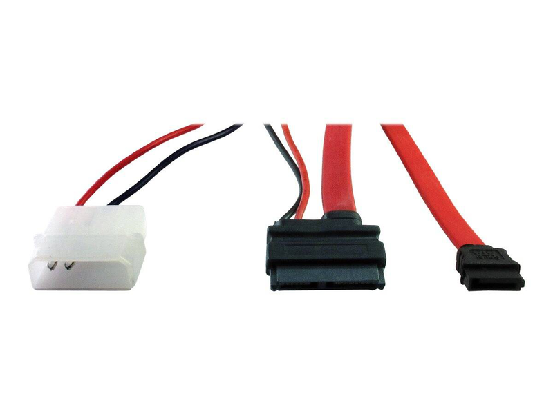 Inter-tech - sata cable - slimline sata to sata, 2 pin internal power - 30 cm - red-null