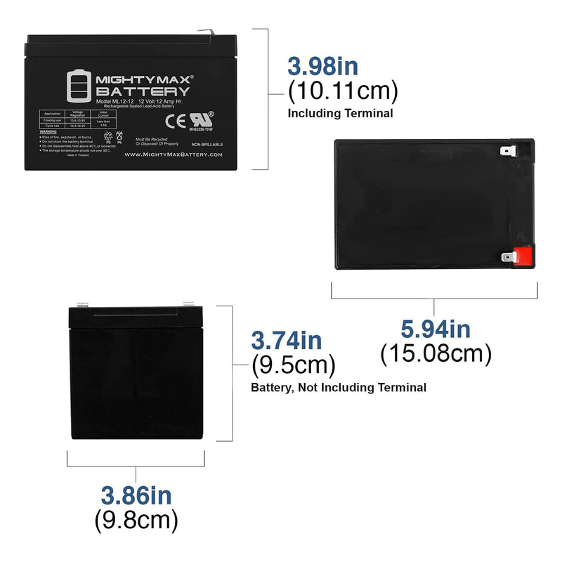 Product image: Mighty max 12v 12ah sealed lead acid battery, , medium-null