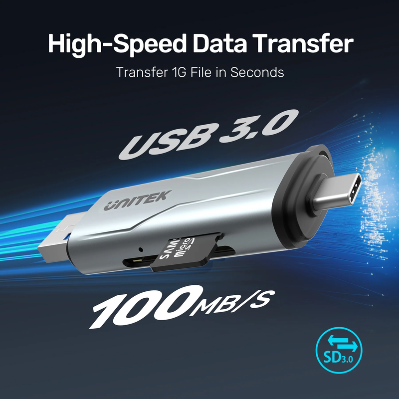 Unitek r1010a card reader USB-a/c 3.0 to micro sd/sd, , medium-null