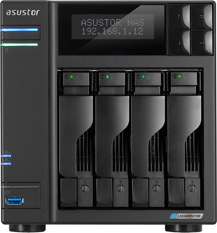 Asustor lockerstor 4 Gen2 as6704t 4-bay nas intel celeron n5105 4GB ddr4 4x m.2 nvme dual 2.5GBe diskless black 90-as6704t00-md30-null