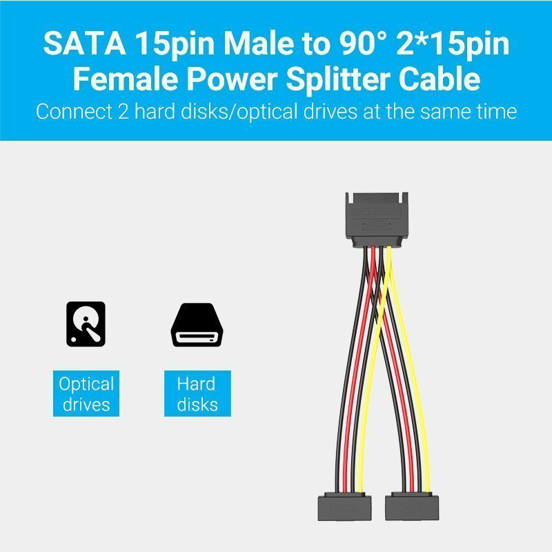 Vention it cable sata 15p m to 2x15p f power splitter 0.15m kdbbb, , medium-null