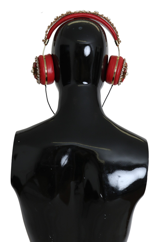 Frends leather red floral crystal headset headphones-null
