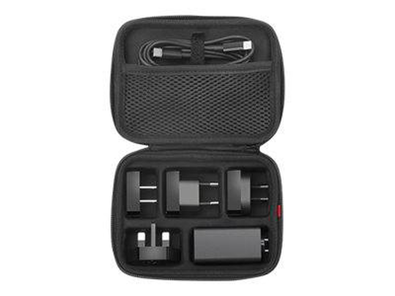 Lenovo 65w USB-c travel adapter 40aw0065ww power delivery with interchangeable plugs for USB-c laptops black-null