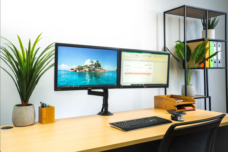 Product image: Nbmounts h180 desktop twin monitor mount black, , medium-null