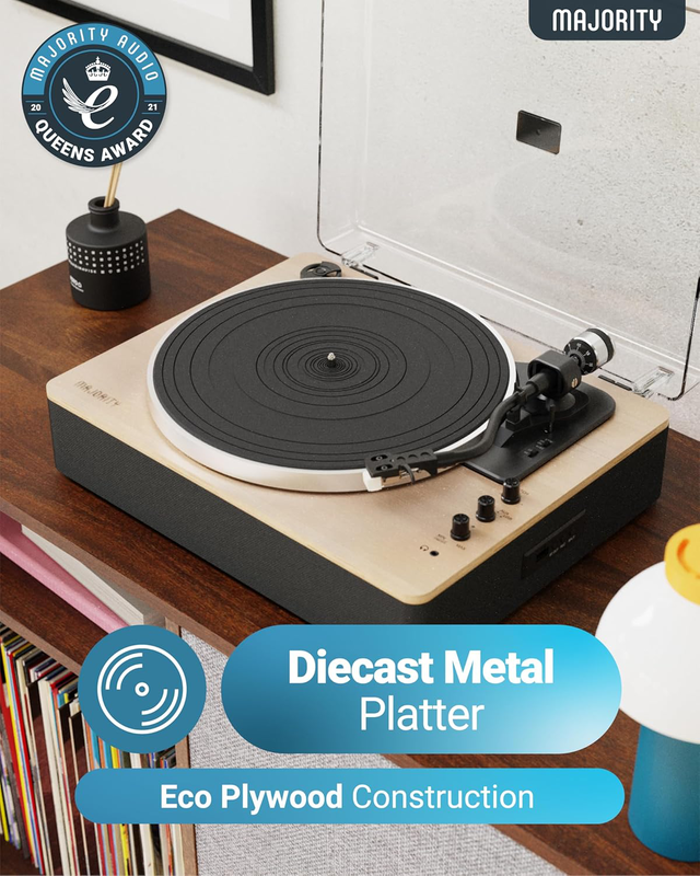 Majority turntable folio stereo speakers, at3600l cartridge & pitch control, , medium-null