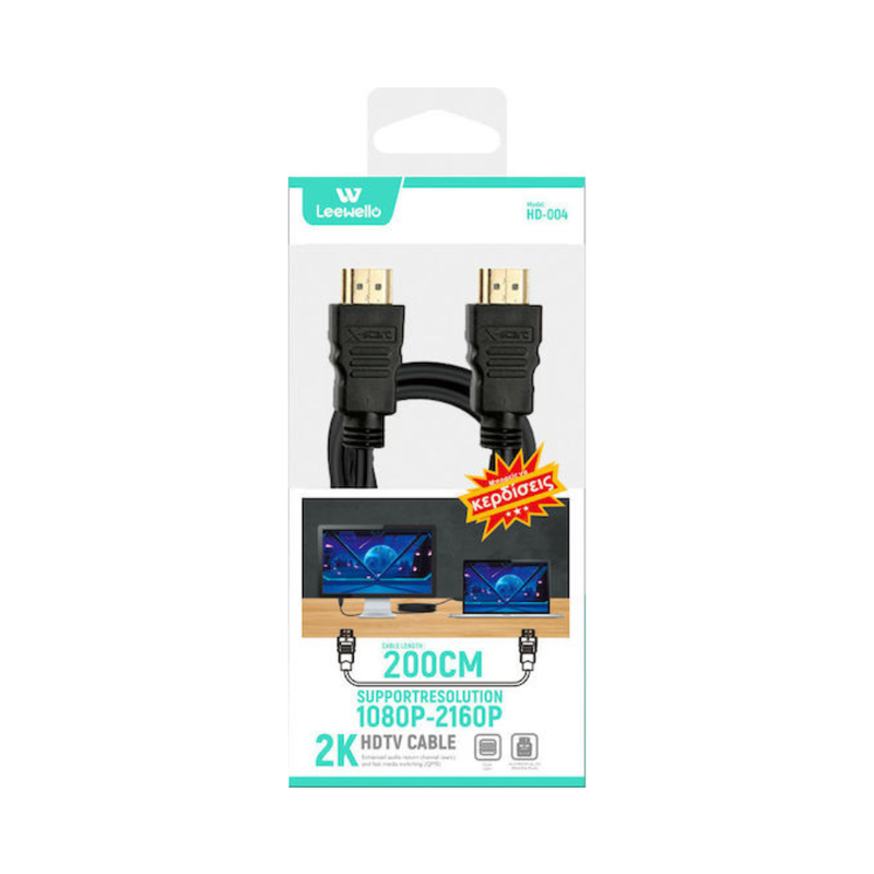 Leewello hd-004 HDMI 1.4 cable HDMI male - HDMI male 2m, , medium-null