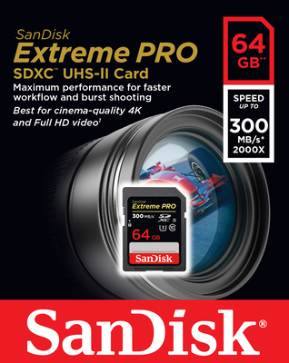 Sandisk extreme pro 64GB sdxc uhs-ii u3 300mb/s v90, , medium